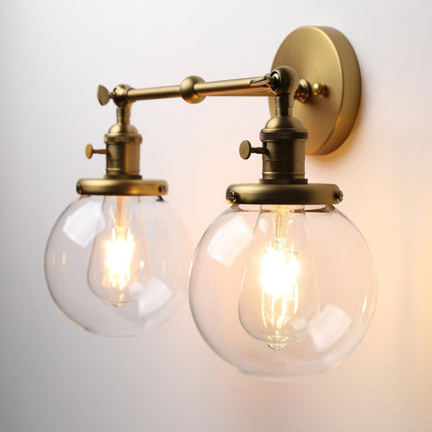 Phansthy Vintage 2 Light Wall Sconce Industrial Wall Light with Dual 5.9 Inch...