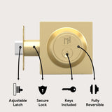 Mega Handles - ROBELL Deadbolt 2 Pack I Entry Deadbolt Lock - Heavy Duty Squa...