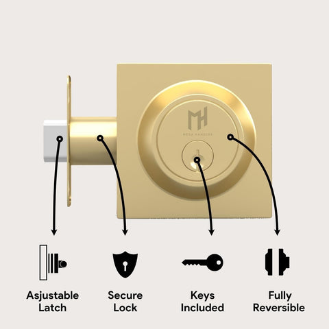 Mega Handles - ROBELL Deadbolt 2 Pack I Entry Deadbolt Lock - Heavy Duty Squa...