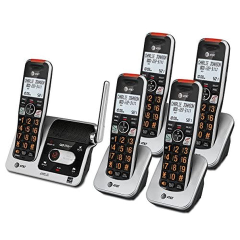 AT&T BL102-5 DECT 6.0 5-Handset Cordless Phone for 5 Handset, Silver/Black