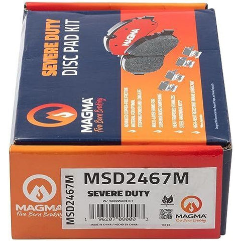 MAGMA Severe Duty MSD2467M Semi-Metallic Brake Pads, Rear 2022-2023 Red Shim