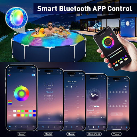 Pool Lights for Above/In Ground Pools,Portable Smart Magnetic Underwater IP68...