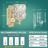 Doraimi Lighting 2 Pack 1 Light Crystal Wall Sconce Lighting with Champagne F...