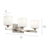 Kichler Marette 22.75" Vanity Light in Brushed Nickel, 3-Light Modern Bathroo...