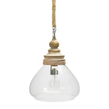 Creative Co-Op Glass and Mango Wood Ceiling Pendant Light Brown