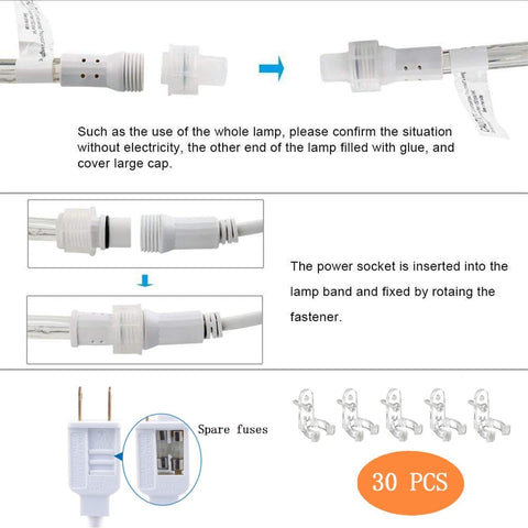 100ft LED Rope Lights Outdoor, 720 LED Connectable and Flexible Tube Lights w...