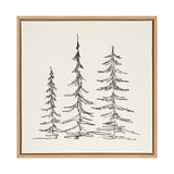 Kate and Laurel Sylvie Minimalist Evergreen Trees Sketch Framed Canvas Wall A...