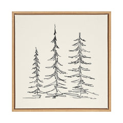 Kate and Laurel Sylvie Minimalist Evergreen Trees Sketch Framed Canvas Wall A...