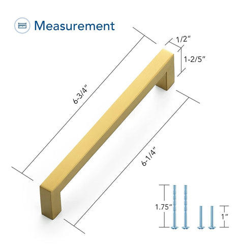 Ravinte 25 Pack Square Cabinet Pulls 6-1/4 Inch Brushed Brass Kitchen Cabinet...