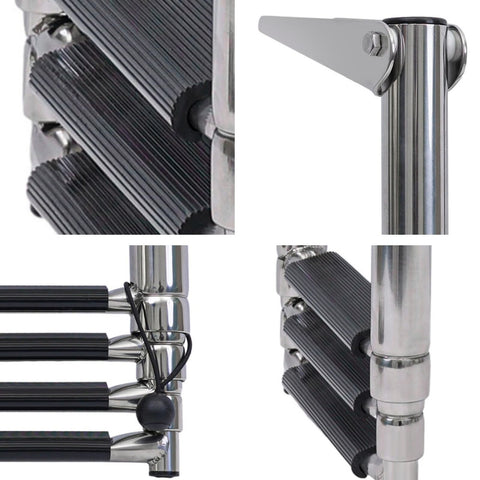 Boat 4 Step Ladder 316 Stainless Steel Folding Ladde, Pontoon Boat Telescopin...