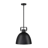 Nathan James Leigh Pendant Lighting, Hanging Ceiling Light Matte Black Metal