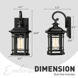 Emliviar Outdoor Wall Lanterns 2 Pack, 1-Light Exterior Wall Mount Light, Bla...