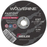 Weiler 56068 3-Inch Cutting Wheel, Wolverine AO Steel/Metal Fast Cut, Value C...