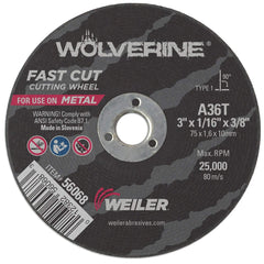 Weiler 56068 3-Inch Cutting Wheel, Wolverine AO Steel/Metal Fast Cut, Value C...