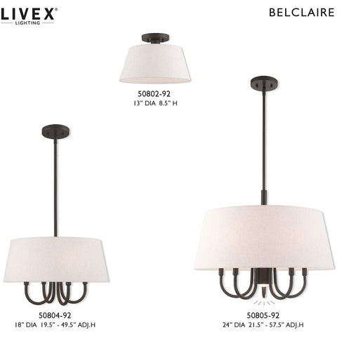 Livex Lighting 50804-92 Belclaire - Four Light Chandelier, English Bronze Fin...