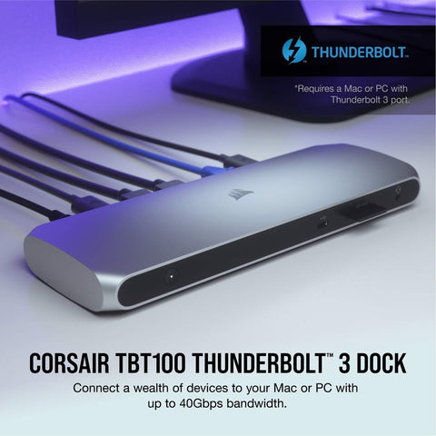 Corsair TBT100 Thunderbolt&#8482; 3 Dock &#8211; 85W charging, Dual 4k 60Hz Supp