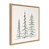 Kate and Laurel Sylvie Minimalist Evergreen Trees Sketch Framed Canvas Wall A...