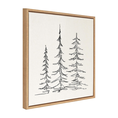 Kate and Laurel Sylvie Minimalist Evergreen Trees Sketch Framed Canvas Wall A...