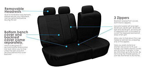 FH Group Three Row Car Seat Covers Deluxe Leatherette with 8 Headrests, Black