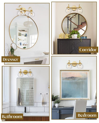 Bathroom Vanity Light Fixtures, 15 inch 2-Light Globe Bathroom Light Fixtures...