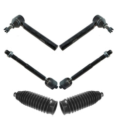 TRQ 6 Piece Steering Kit Inner Outer Tie Rods w/Boots Bellows Compatible with...