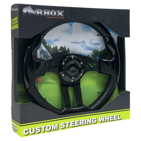 Red Hawk RHOX Steering Wheel, Aviator 5 Black Grip/Black Spokes 13" Diameter