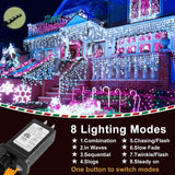 KNONEW 99FT 1216 LED Christmas Lights Outdoor Decorations 8 Modes White Curta...