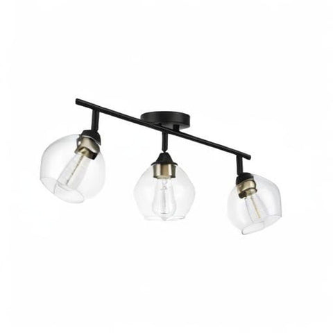 Globe Electric 59619 Harrow 3-Light Track Lighting, Matte Black, Antique Bras...