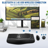 Ergonomic Wireless Keyboard Mouse Combo, Bluetooth/2.4G Split Design Keyboard...