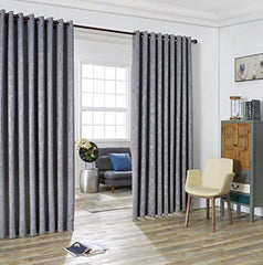 Linen Zone Gray Extra Wide Curtains for Wall Partition. Sliding Hanging Room ...