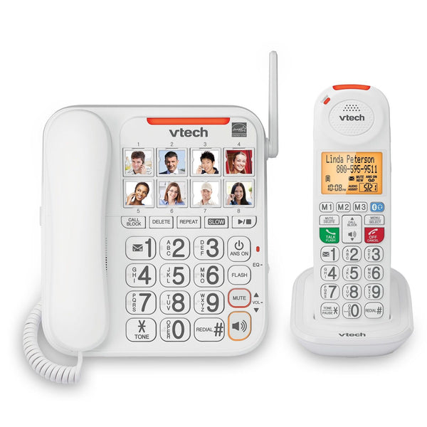 VTech SN5147 Amplified Corded/Cordless Senior Phone with Answering Machine, C...