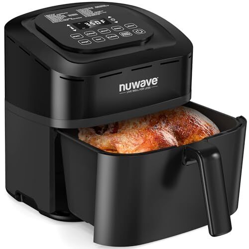 Nuwave Brio 10-in-1 Air Fryer 7.25Qt with Patented Linear 7.25QT Brio, Black