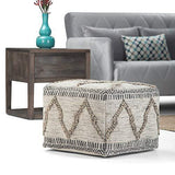 SIMPLIHOME Sweeney Square Pouf, 18" d x w x 14" h, Grey, Natural