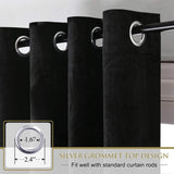 StangH Black Blackout Curtain Panels for Living Room Velvet Grommet Heat Insu...