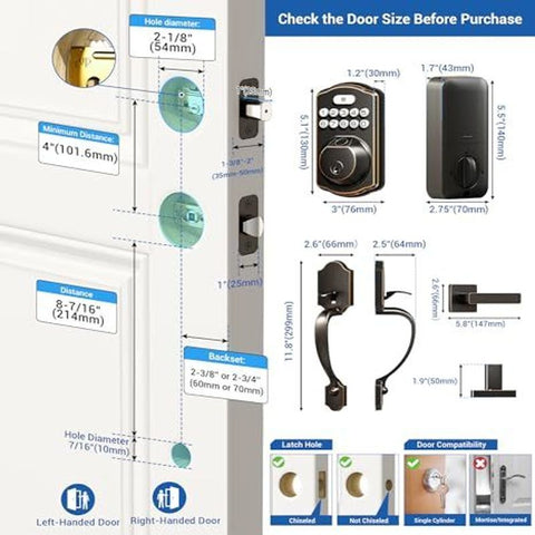 Veise Fingerprint Door Lock Set, Keyless Entry Front Oil Rubbed Bronze