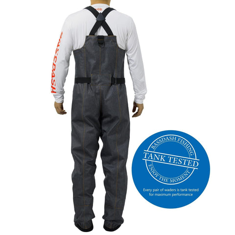 BASSDASH Men&#8217;s Denim Breathable Chest Waders Waterproof Durable Lightweigh