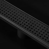 Neodrain 60-Inch Black Linear Shower Drain with Removable Quadrato Pattern Gr...