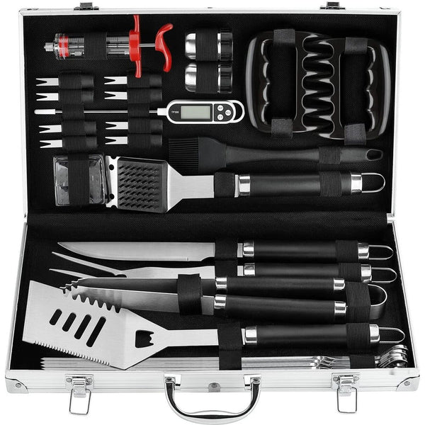 POLIGO 26PC Exclusive BBQ Grill Accessories in Aluminum Case for Birthday Chr...