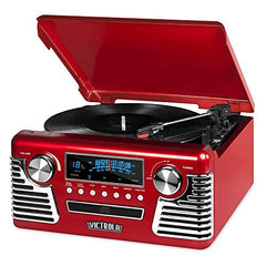 Victrola 50's Retro Bluetooth Record Player & Multimedia Center 1SFA, Red