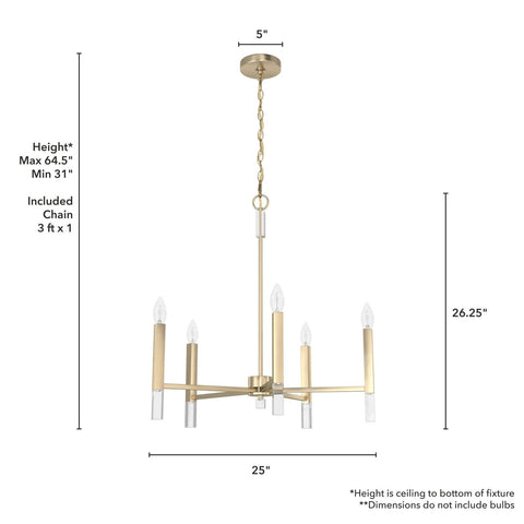 Hunter - Sunjai 5-light Alturas Gold, Large Chandelier, Dimmable, Formal Styl...