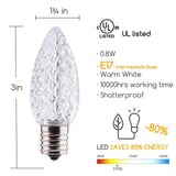 Minetom 100 Pack LED Light Bulbs, Warm White C9 LED Christmas Light Bulbs, Re...