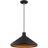 Livex Lighting 41179-04 Metal Shade - 15.25" One Light Mini Pendant, Black Fi...