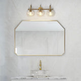 Globe Electric 63000103 26" 3-Light Vanity Fixture, Brass Finish, Clear Glass...