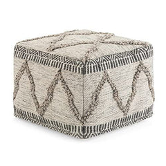 SIMPLIHOME Sweeney Square Pouf, 18" d x w x 14" h, Grey, Natural