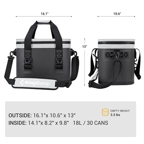 KingCamp Soft Cooler Bag Insulated Leak Proof 30 Cans Large Cooler Bag With S...