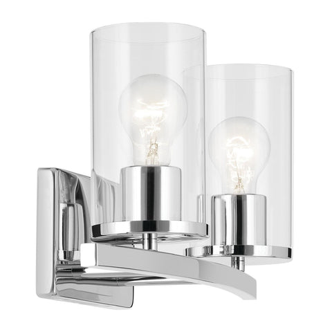 KICHLER Crosby 15.25" 2-Light Vanity Light with Clear Glass in Chrome, for Ba...