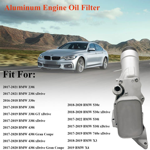 Aluminum Engine Oil Cooler Fit for 2017-2018 BMW 230i xDrive 330e 330i 430i 5...