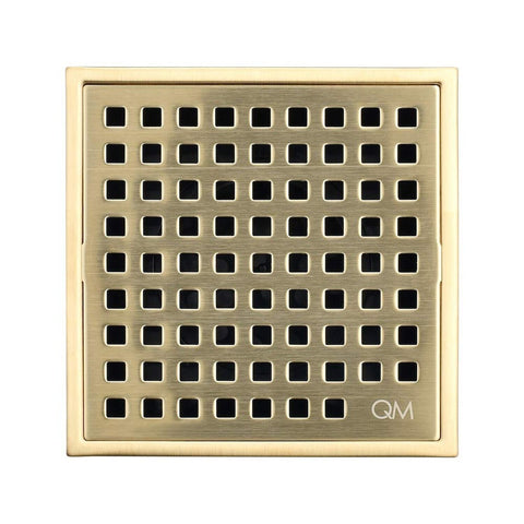 QM Square Shower Drain, Grate Made of Stainless Steel Marine 316 and Base Mad...