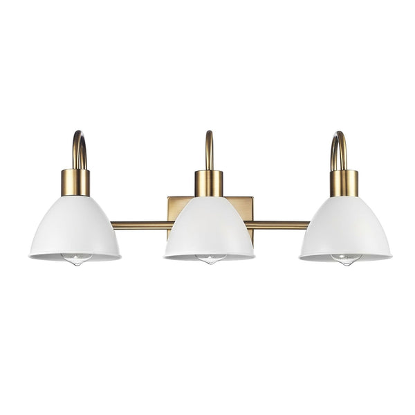 Globe Electric 63000056 24" 3-Light Vanity Light, Matte Brass Finish, Matte W...