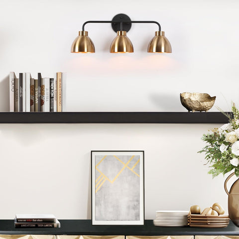 Black Gold Bathroom Light Fixtures, Modern 3-Light Vanity Light Over Mirror, ...